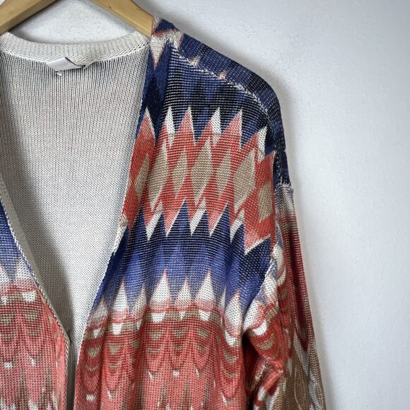 Chico's 1 medium chicos Cardigan Ikat Freya Knit Long Sleeve Boho sweater - Picture 2 of 8